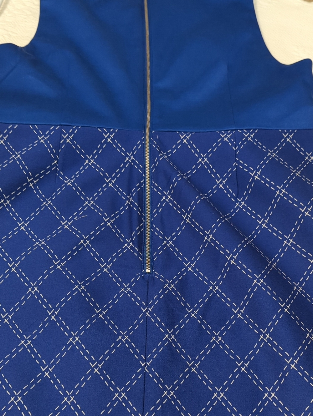 Spiegel Royal Blue Geometric Sleeveless Sheath Dress Size 16 - Picture 6 of 12